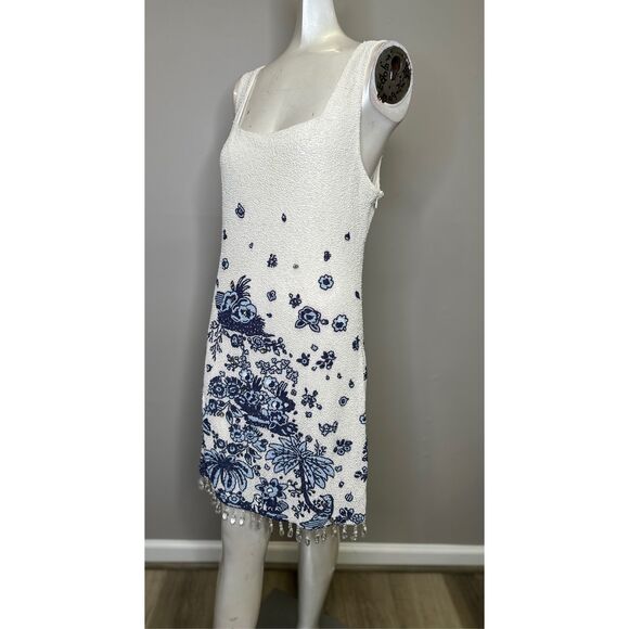 NWT STAUD Square Neck Crystal Fringe Le Sable Mini Dress Size XL $995 - Picture 4 of 9